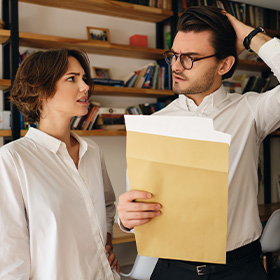 Two People Questioning a Document